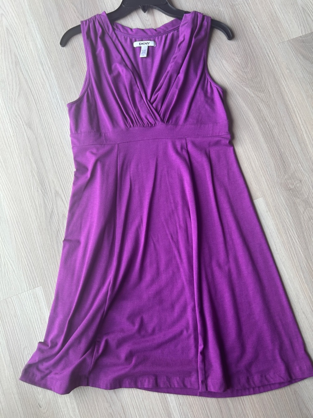 DKNY Sleeveless V-Neck Fit & Flare Midi Dress M Purple Career Sheath Lagenlook